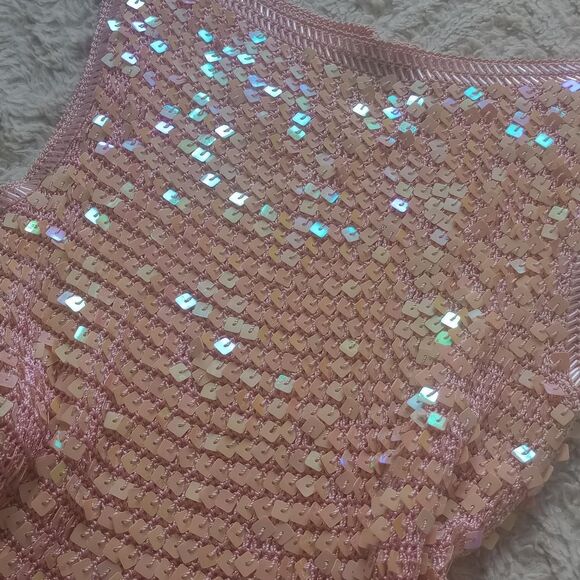 Y2K Iridescent Crochet Sequined Beaded Fairy Top - Picture 3 of 3